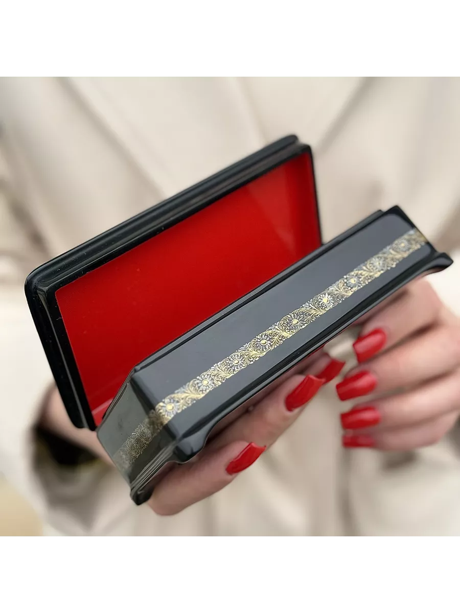 № 154G. Шкатулка лаковая миниатюра "Тройка" Палех Авторская Ручная роспись Премиум Качества Размер: 14.5*7.5*5 см — изображение 2